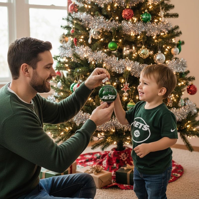 FOCO NFL Glass Ball Ornament - Limited Edition Christmas Ball Ornament - Show Your Team Spirit with Officially Licensed Fan Gear (New York Jets) - Image 1