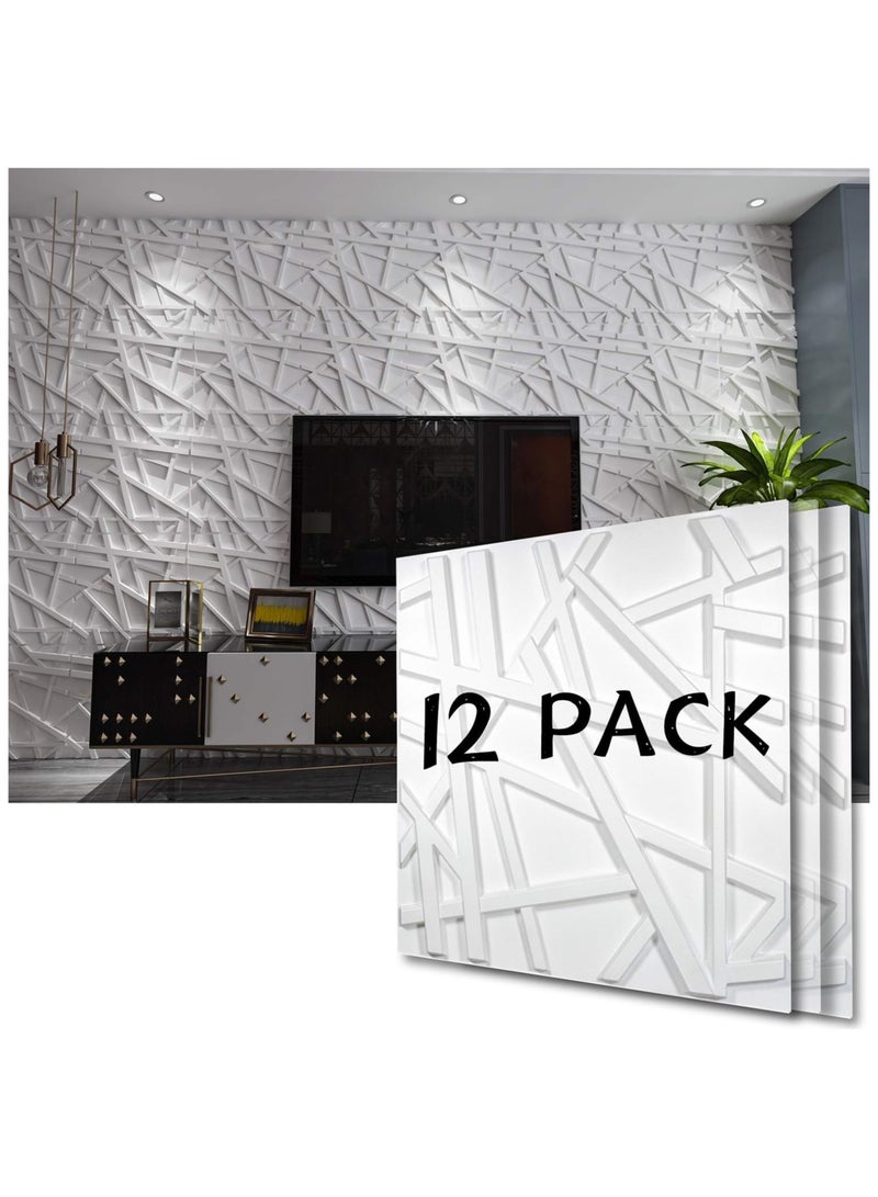 AUTOYSUR Decorative 3D Wall Panels in Diamond Design, 3D Wall Panels, PVC 3D Wall Panel Diamond, 3D Textured Wall Panels, for Interior Wall Decor, 50 * 50cm Matt White (12 Pack) (White) - Image 1