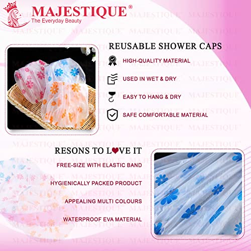 Majestique Shower Cap for Women – 3Pcs Reusable, Waterproof & Washable Hair Cap for Bath | Stylish & Durable for All Hair Lengths & Types - Image 3