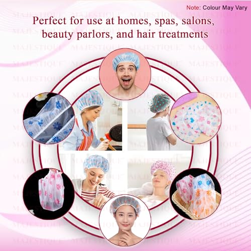 Majestique Shower Cap for Women – 3Pcs Reusable, Waterproof & Washable Hair Cap for Bath | Stylish & Durable for All Hair Lengths & Types - Image 5