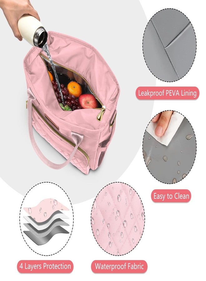 MIYCOO Lunch Bag Lunch Box Women with 2 Ice Packs - Leakproof Insulated Lunch Cooler Bag for Women - Large Lunch Tote Bags Adults, Pink - Image 2