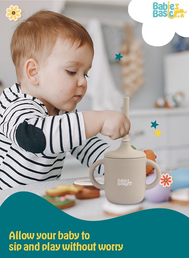 بابيز_بيسك كوب تدريب سيليكون للأطفال من المرحلة الثانية مع مقابض للأطفال - رمادي - Image 2