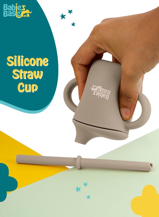 بابيز_بيسك كوب تدريب سيليكون للأطفال من المرحلة الثانية مع مقابض للأطفال - رمادي - Image 3