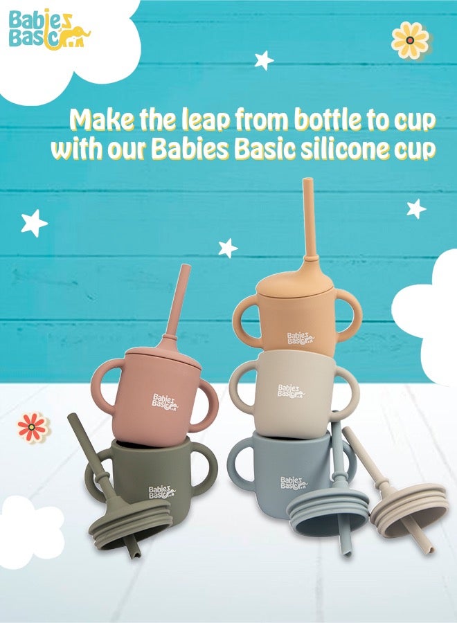 بابيز_بيسك كوب تدريب سيليكون للأطفال من المرحلة الثانية مع مقابض للأطفال - رمادي - Image 4