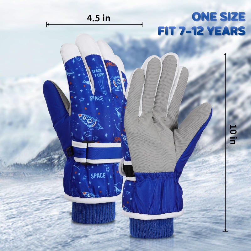 coclothy Kids Winter Snow Ski Gloves for Boys Girls Children, Snowboard Waterproof Outdoor Warm Fleece Gloves for Cold Weather - Image 5