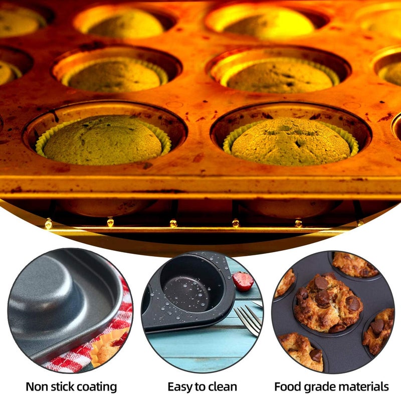 dose not apply Muffin Pan, 12 Cupcake Pan, 2 Sets of Nonstick Brownie Bakeware Muffin Tin, Cupcake Tray, Baking Pan for Kitchen Oven, Black - Image 5