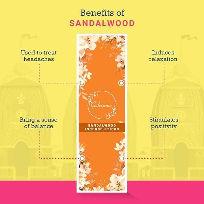 Gulessence GULESSENCE Sandalwood Incense Sticks 100 Sticks with Free Stand Pure Natural Fragrance EcoFriendly Temple Flower Blend Agarbatti Perfect for Home or Prayer 3045 Min Burn Time Pack of 2  - Image 3