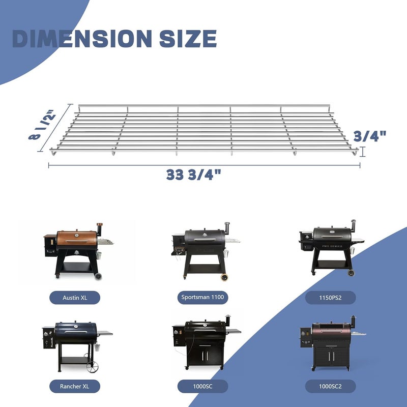 رف تسخين لسلسلة Pit Boss 1000/1100/1150 من شوايات الحبيبات، شبكة طهي علوية لـ Pit Boss Austin XL و Rancher XL سلسلة شوايات تدخين الحبيبات الخشبية، قطع غيار بديلة وملحق شواء BBQ - Image 2