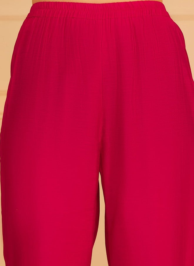 Indo Street Ethnic Motifs Yoke Design Kurta with Trouser for Women - Image 3