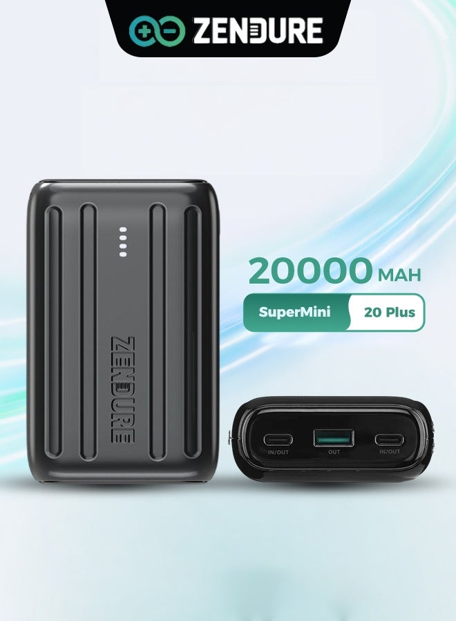 زينديور سوبرميني 20+ 20000mAh بطارية خارجية أسود مع شحن عبر USB-C Power Delivery – بحجم بطاقة الائتمان، 20W USB-C إدخال وإخراج، شحن سريع أثناء التنقل 20000 mAh - Image 1