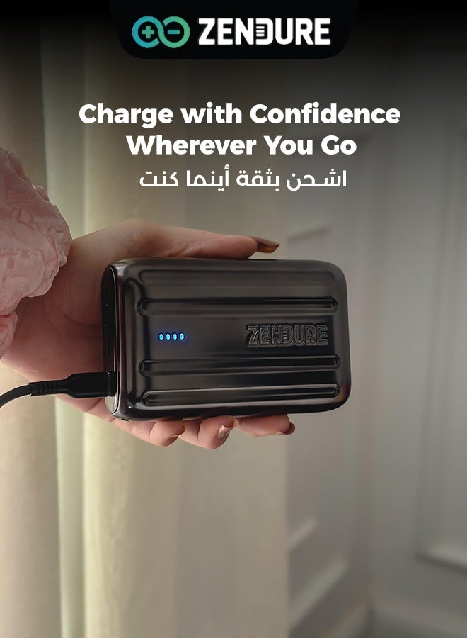 زينديور سوبرميني 20+ 20000mAh بطارية خارجية أسود مع شحن عبر USB-C Power Delivery – بحجم بطاقة الائتمان، 20W USB-C إدخال وإخراج، شحن سريع أثناء التنقل 20000 mAh - Image 5