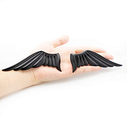 CARRUN 3D Metal Angel Wing Emblem Car Styling Motorcycle Accessories Metal Badge Stickers Label Emblem Car Stickers Black - Image 1