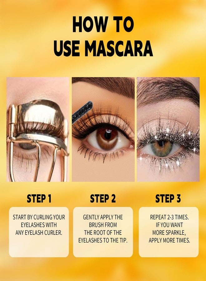 Mrettick 5PCS Glitter Mascara, Define Long Lasting & Waterproof Curling Eyelashes, Diamond Sparkle Mascara, Voluminous Lengthening for Halloween Christmas Ball Party - Image 5