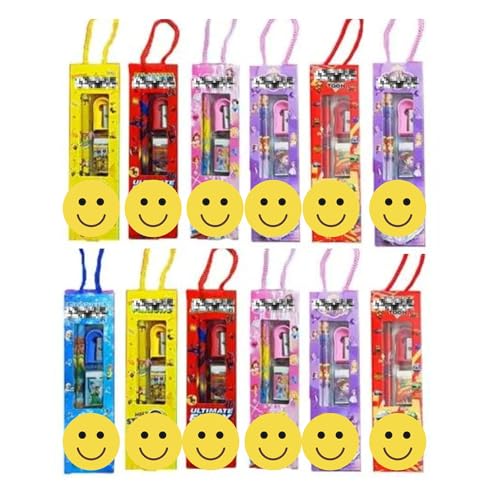 ARTLABEL Cartoon Theme Stationery Set Birthday Return Gifts For Kids Children In Bulk (Pack Of 12), Ink Black - Image 1