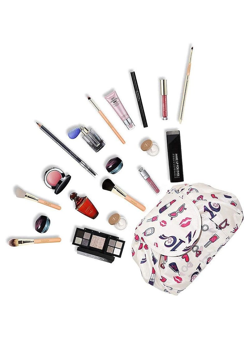 MARGOUN Makeup Bag Drawstring Travel Cosmetic Bag Round Magic Toiletry Beauty Kit Pouch Makeup Accessories Print  - Image 4