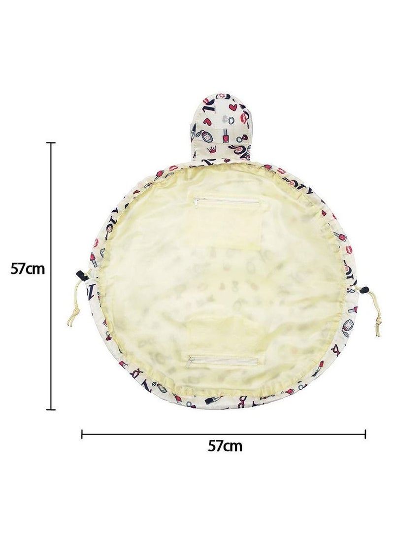 MARGOUN Makeup Bag Drawstring Travel Cosmetic Bag Round Magic Toiletry Beauty Kit Pouch Makeup Accessories Print  - Image 3