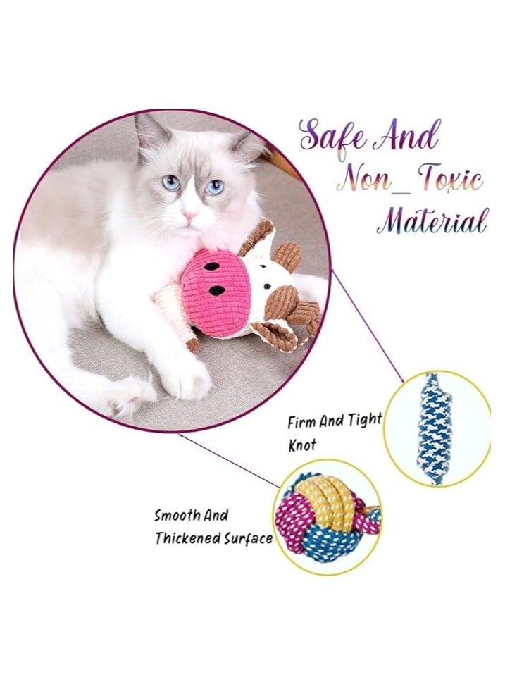 اي 2 سي مجموعة هدايا الجراء S2C للكلاب الصغيرة - عبوة من 7 ألعاب لطيفة تصدر صريرًا ومضغًا وتسنينًا، متينة وغير سامة، آمنة للكلاب والقطط (7 قطع - على شكل كلب) - Image 3