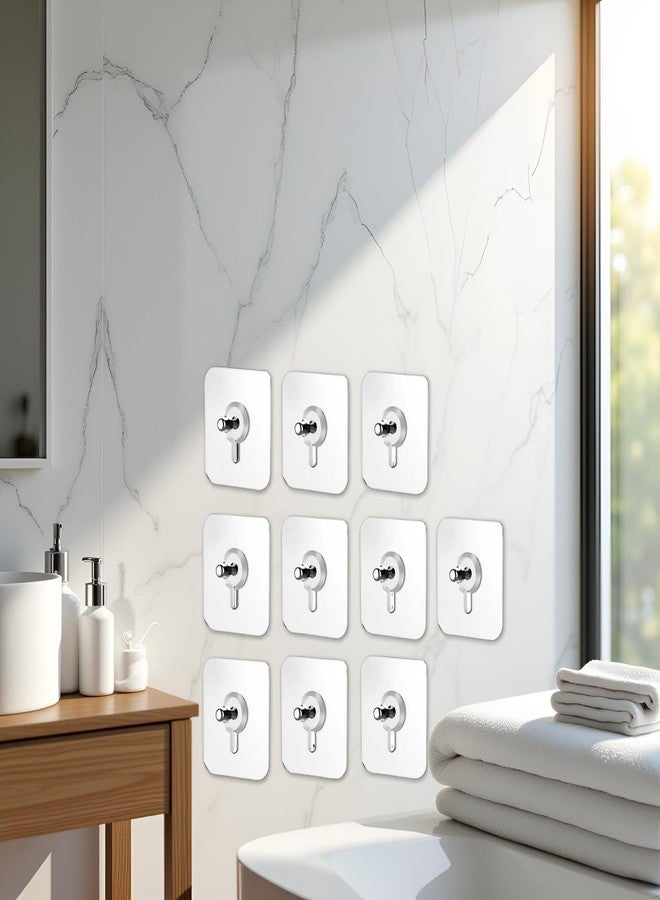 Tnyvm 10 Pcs No Drill Wall Hooks | Heavy Duty Adhesive Hangers for Kitchen, Bathroom and Home | Damage-Free Picture Hanging Hardware with Removable Non-Marking Tape - Image 3