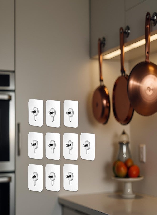 Tnyvm 10 Pcs No Drill Wall Hooks | Heavy Duty Adhesive Hangers for Kitchen, Bathroom and Home | Damage-Free Picture Hanging Hardware with Removable Non-Marking Tape - Image 4