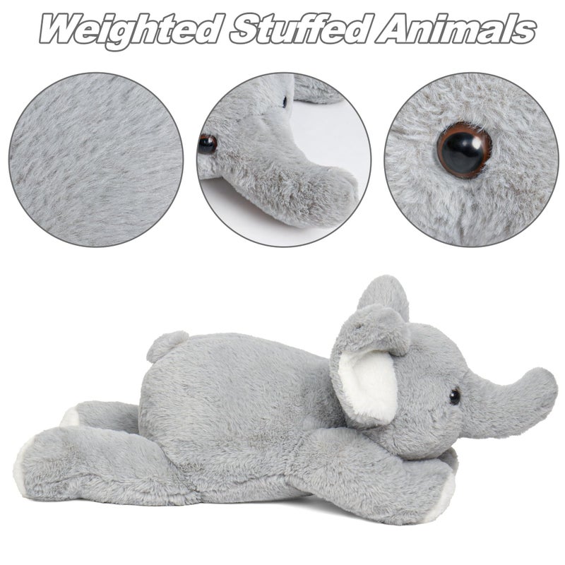 JellyMallow 5lbs 24 in Elephant Weighted Stuffed Animals Weighted Stuffed Animal Plushies Gifts for Kids and AdultsGrey - Image 3