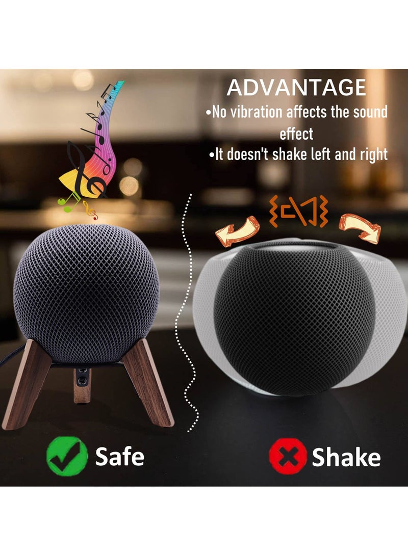 SYOSI Real Wood Stand for HomePod Mini-Mid-Century Modern Style Wooden Dock, Wooden Holder Tripod with Metal Frame,Safe Stable Mount with Anti-Slip Silicone pad Protects Home pod Mini Speaker Well - Image 5