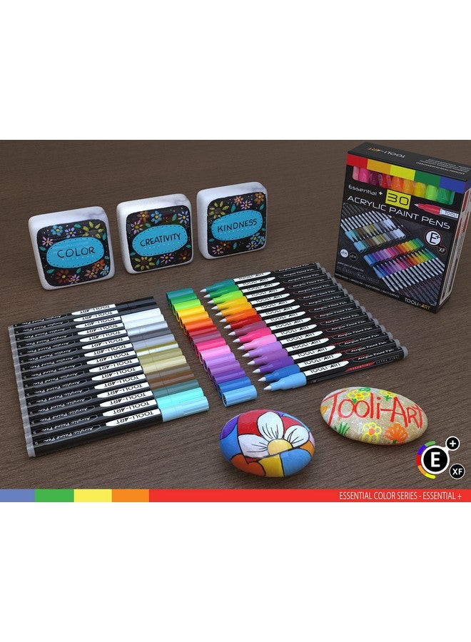 TOOLI-ART Acrylic Paint Pens Assorted Vibrant Markers For Rock Painting, Canvas, Glass, Mugs, Wood, Fabric, Metal, Ceramics. Non Toxic, Quick Dry, Multisurface, Lightfast (Extra Fine) - Image 2