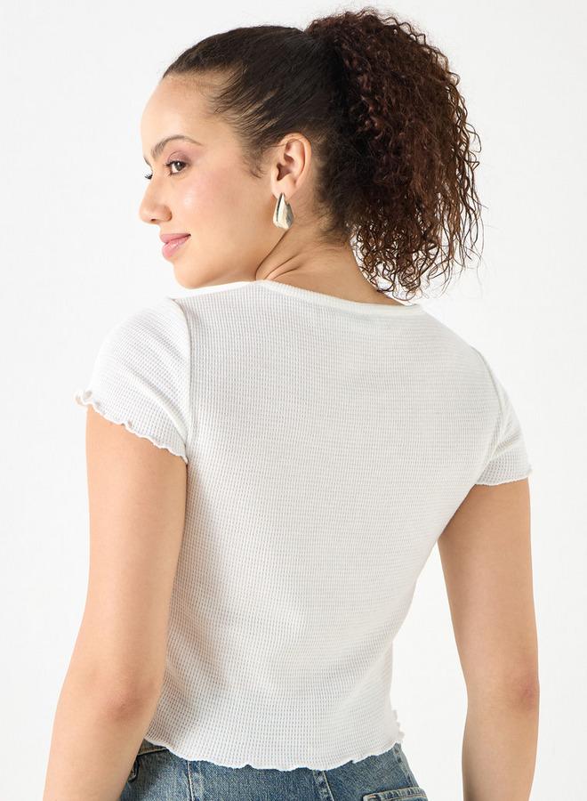 SP Characters Garfield Print Round Neck T-shirt with Short Sleeves - Image 3