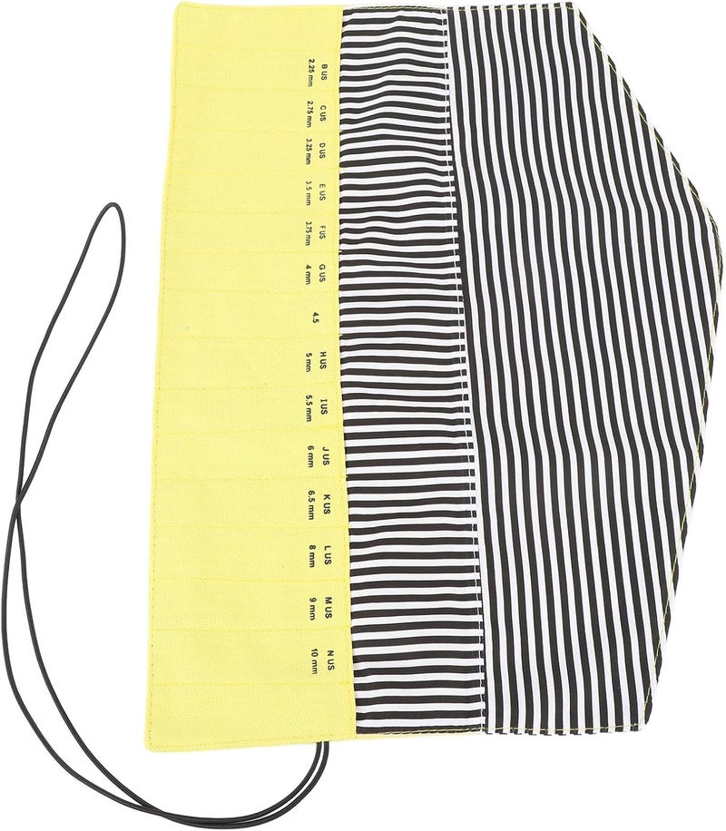 RASTKY Portable Crochet Hook Bag Compact Knitting Needle Organizer with Size Markings for Effortless Access (Yellow) - Image 2