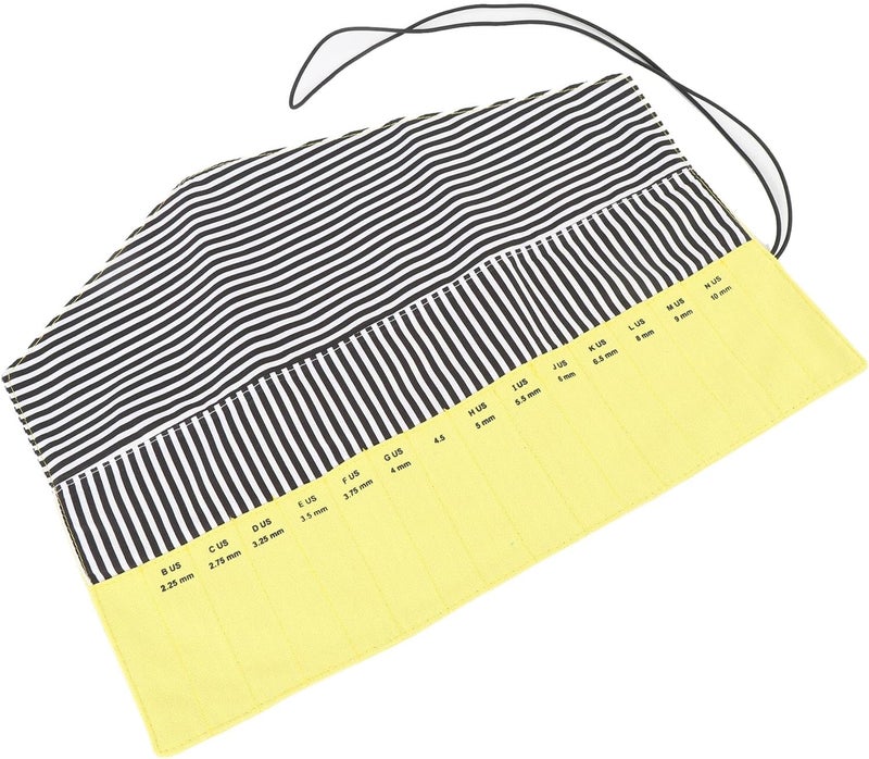 RASTKY Portable Crochet Hook Bag Compact Knitting Needle Organizer with Size Markings for Effortless Access (Yellow) - Image 1