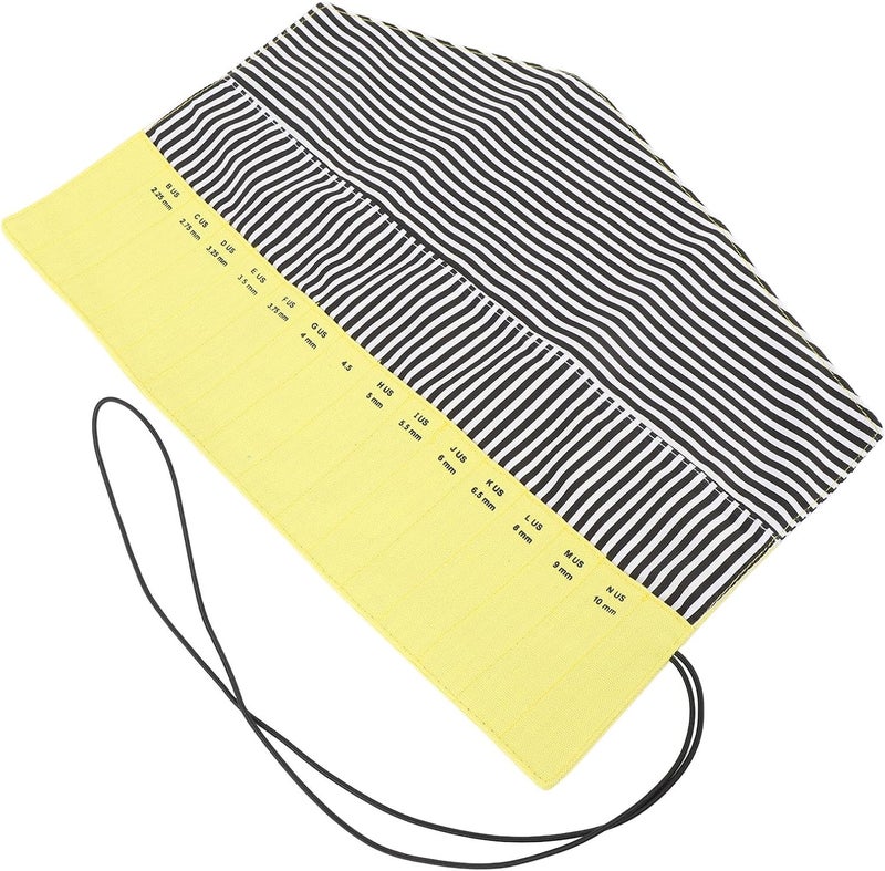 RASTKY Portable Crochet Hook Bag Compact Knitting Needle Organizer with Size Markings for Effortless Access (Yellow) - Image 4