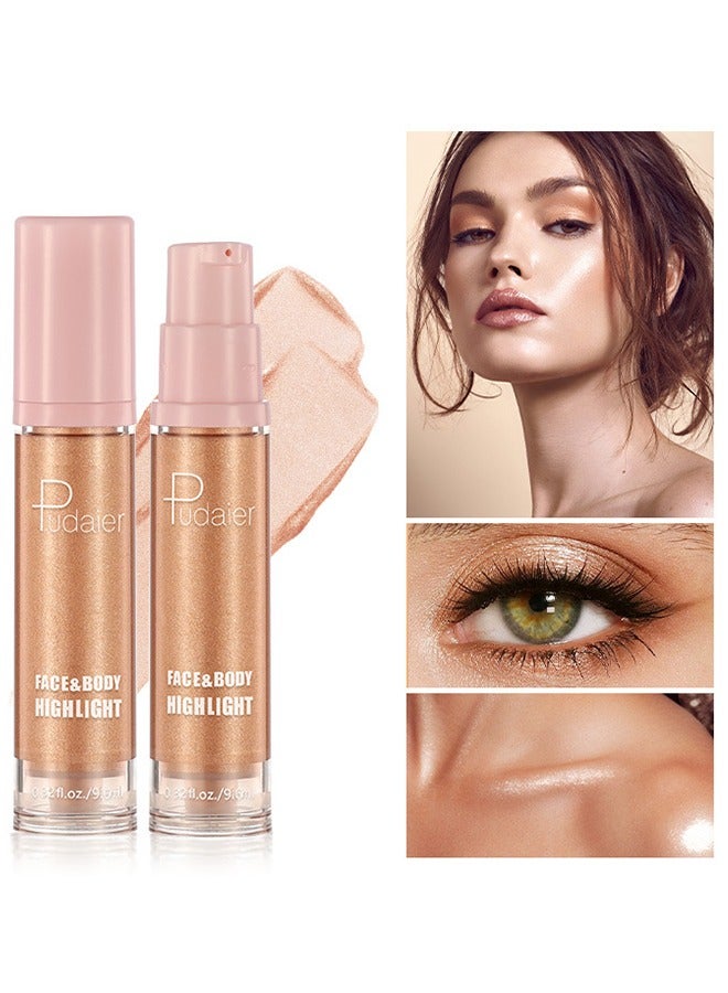 pudaier Face&Body Highlight 9.6ML, Liquid Illuminator Body Shimmer Oil, Moisturizing Bronzer Highlighter Smooth Shine Highlight Glow Makeup, Waterproof Body Shimmering Glitter  - Image 1