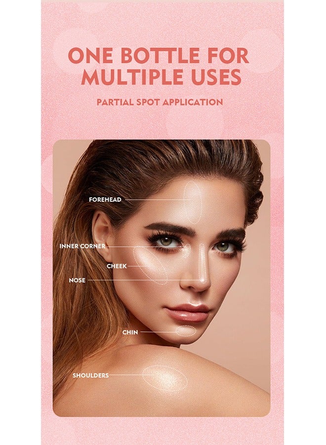 pudaier Face&Body Highlight 9.6ML, Liquid Illuminator Body Shimmer Oil, Moisturizing Bronzer Highlighter Smooth Shine Highlight Glow Makeup, Waterproof Body Shimmering Glitter  - Image 3