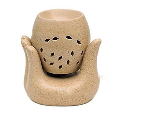 coku Coku Ceramic Aroma Air Freshner Oil Burner Hand Shaped Diffuser for Aromatherapy Diffuser Night lamp for Home Office Decor and Home Fragrance Bathroom SPA Diffuser Lamp yellow  - Image 1