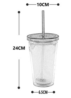 Plastic Tumbler with Lid and Straw for Water & Smoothie 460 ml - pzsku/Z815C24248FA488BCEE08Z/45/_/1672691097/1122d916-e7ee-43af-a456-2bd57d671947