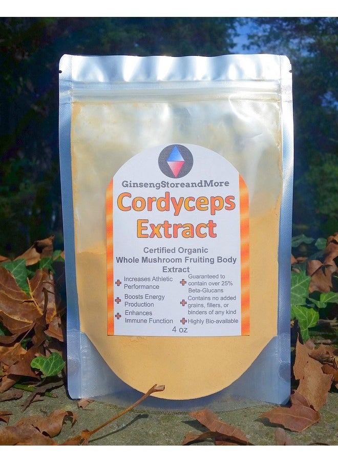 4Oz Organic Cordyceps Mushroom Extracted From Real Mushroom Fruiting Bodies From Nammex ; >30% Betaglucans ; Cordyceps Militaris ; Βglucan For Energy Immune System Athletic Performance