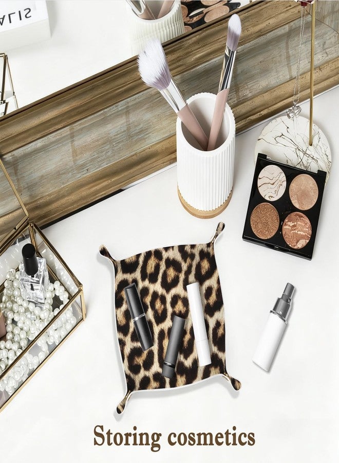Dilemat Leopard Print Gifts Jewelry Valet Tray for Women,Cheetah Print Gifts for Women PU Leather Valet Tray Catchall Nightstand Organizer for Jewelry Rings Watches Keys Accessories - Image 4