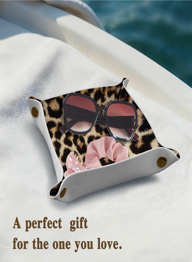 Dilemat Leopard Print Gifts Jewelry Valet Tray for Women,Cheetah Print Gifts for Women PU Leather Valet Tray Catchall Nightstand Organizer for Jewelry Rings Watches Keys Accessories - Image 5