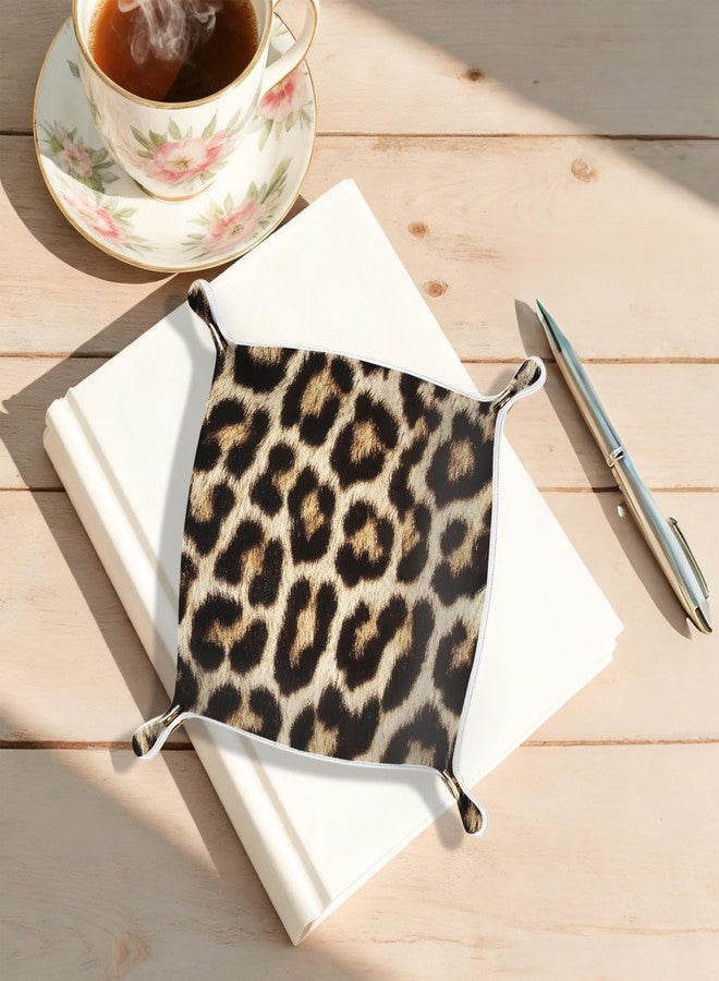 Dilemat Leopard Print Gifts Jewelry Valet Tray for Women,Cheetah Print Gifts for Women PU Leather Valet Tray Catchall Nightstand Organizer for Jewelry Rings Watches Keys Accessories - Image 2
