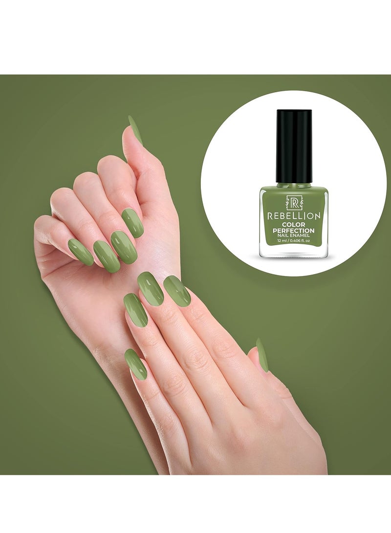 Rebellion Color Perfection Nail Enamel 12ml Green Friendly Green RG33 - Image 3