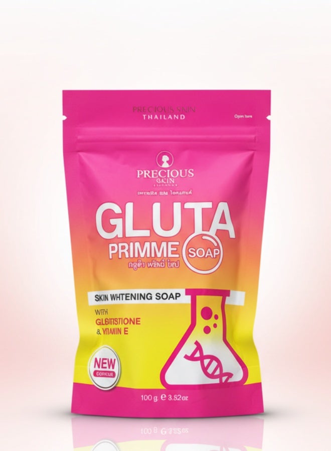 بريشيس سكين صابون غلوتا بريمي لتفتيح البشرة 100 غرام بخلاصة الجلوتاثيون وفيتامين إي للتنظيف العميق والترطيب والعناية بالبشرة المشرقة
