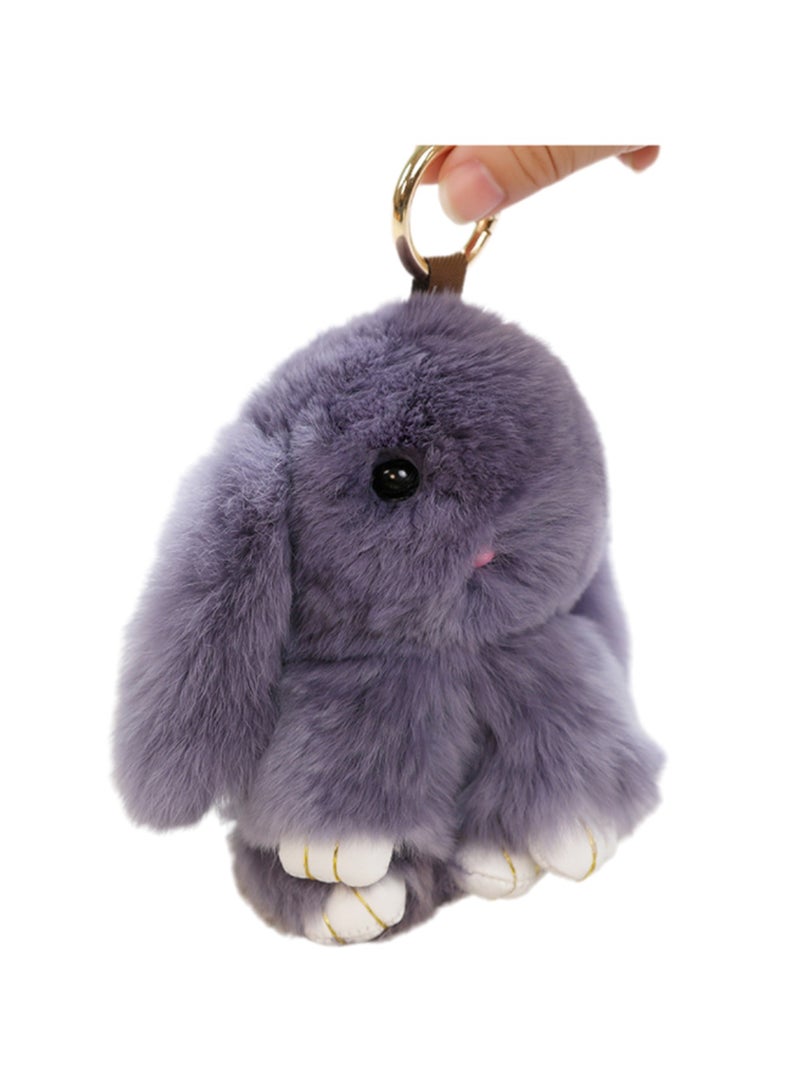 15 CM Cute Plush Rabbit Car Keychain Charm Keychain Handbag Pendant （Purple） - Image 1