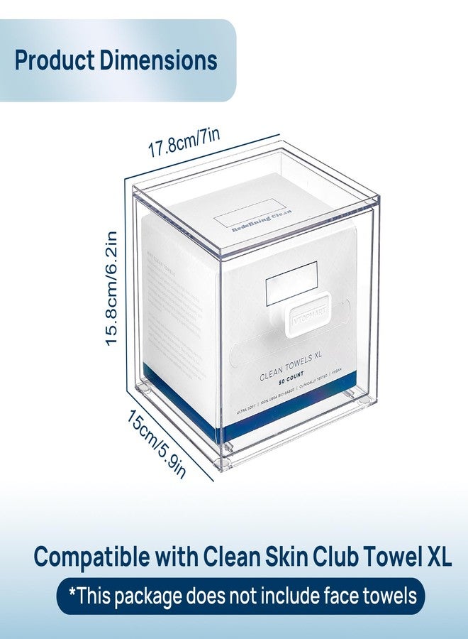 Vtopmart حامل مناشف الوجه القابل للتصرف من Vtopmart، درج تخزين شفاف متوافق مع مناشف Clean Skin Club XL، صندوق أكريليك يحمل 50 قطعة، ملحق حمام أنيق وعملي لتنظيم الأسطح - Image 2