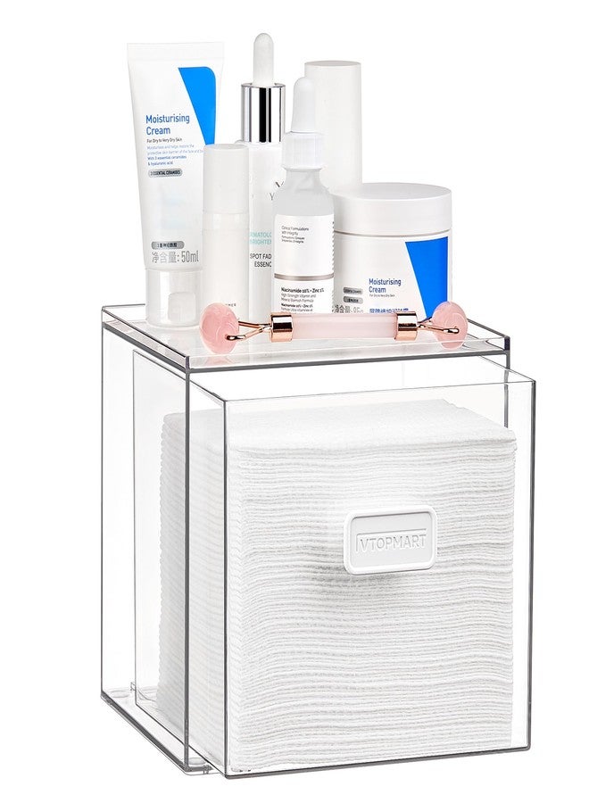 Vtopmart حامل مناشف الوجه القابل للتصرف من Vtopmart، درج تخزين شفاف متوافق مع مناشف Clean Skin Club XL، صندوق أكريليك يحمل 50 قطعة، ملحق حمام أنيق وعملي لتنظيم الأسطح - Image 1