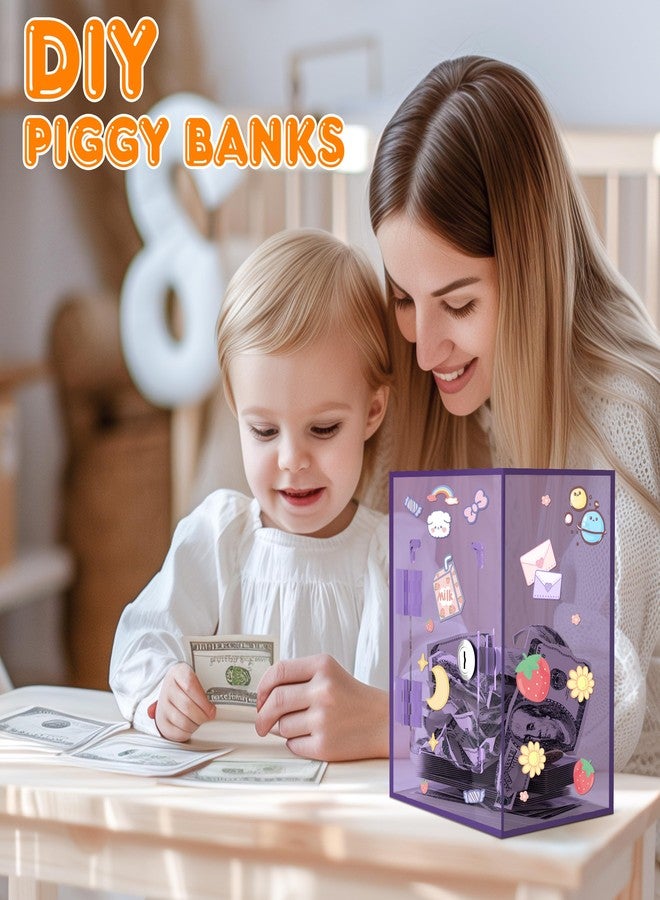 PACOLO Large Acrylic Clear Piggy Bank, Money Saving Box for Cash Saving with Key, Openable Clear Acrylic Savings Jar for Adults Kid (Purple) - Image 5
