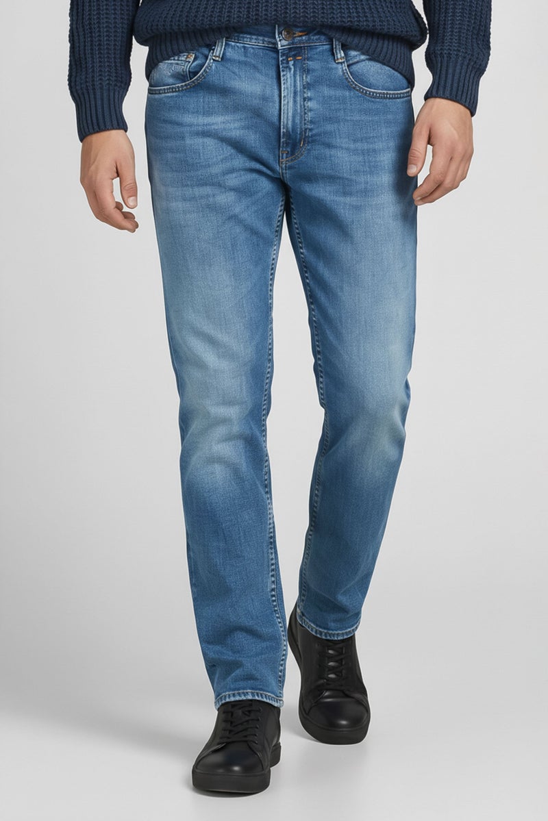 Replay Men Slim Fit Washed Stretchable Jeans, Light Blue - Image 1