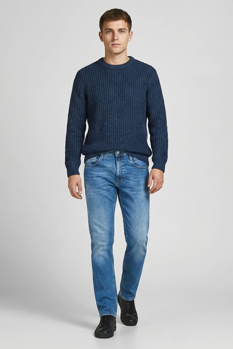 Replay Men Slim Fit Washed Stretchable Jeans, Light Blue - Image 5