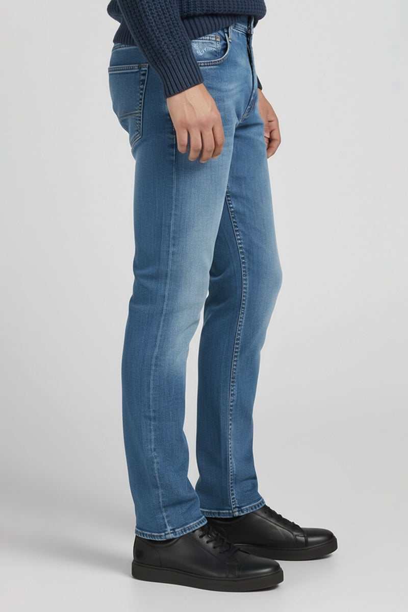 Replay Men Slim Fit Washed Stretchable Jeans, Light Blue - Image 3
