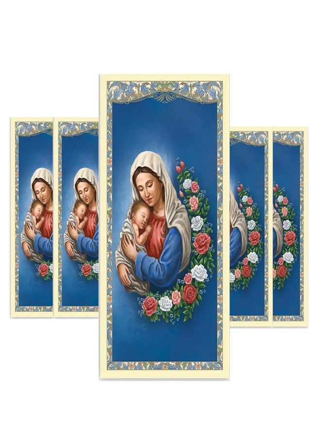 Needzo Heart of a Mother Holy Card with St. Therese Prayer on Back, Mary and Baby Jesus Inspiration for Sunday School, Church and Mass, 2 3/8 x 4 1/8 Inches, 5 Pack - Image 1
