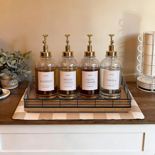 Focusonit Large Bathroom Vanity Tray – 13" x 8" Oak Decorative Wooden Tray for Bathroom Countertop & Vanity Organizer, Rectangular Wood Tray for Perfume, Skincare, Storage, Vanity Dresser Counter Decor, Gold - Image 2