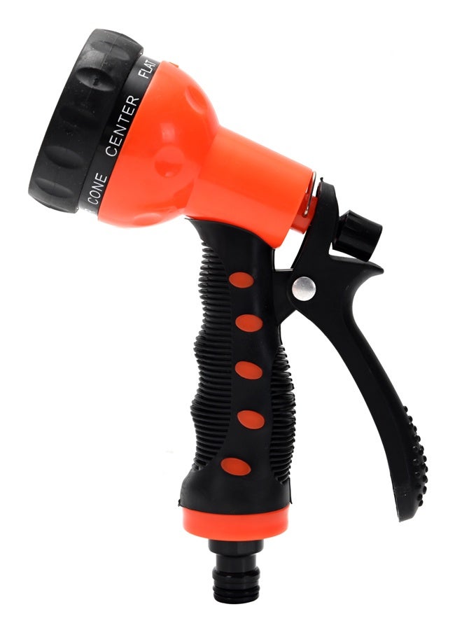 لوازم فوهة خرطوم حديقة برتقالي وأسود - فوهة رش يدوية بضغط عالٍ مع 7 أنماط رش قابلة للتعديل ومقبض خلفي ومشبك تثبيت - للري، غسيل السيارات، تنظيف الأسطح - Image 3